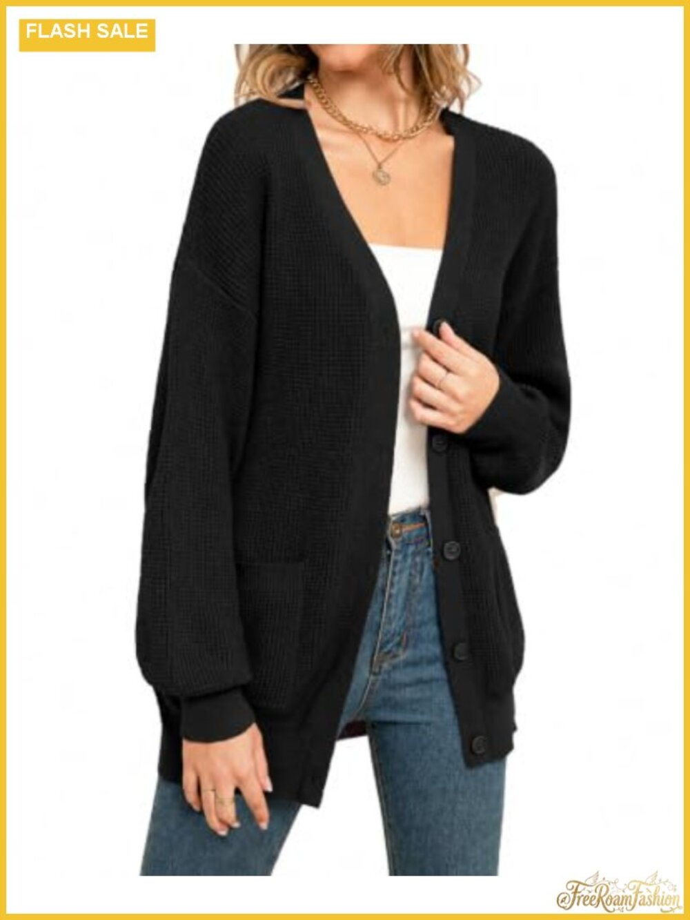 100% Cotton Button Down Cardigan Sweater with Pockets Oversized